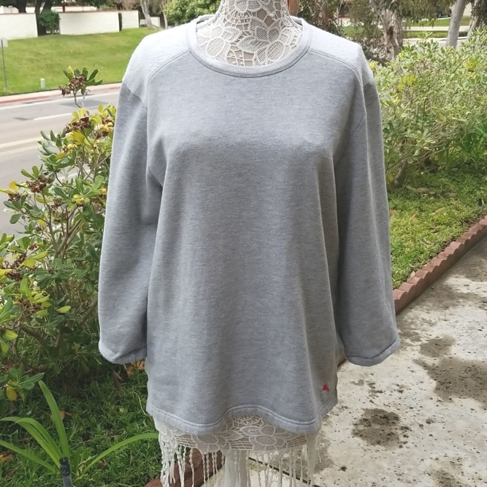 T.B. Coastal Grandmother Boyfriend Gorpcore Heather Grey Cozy Sweater Size Large